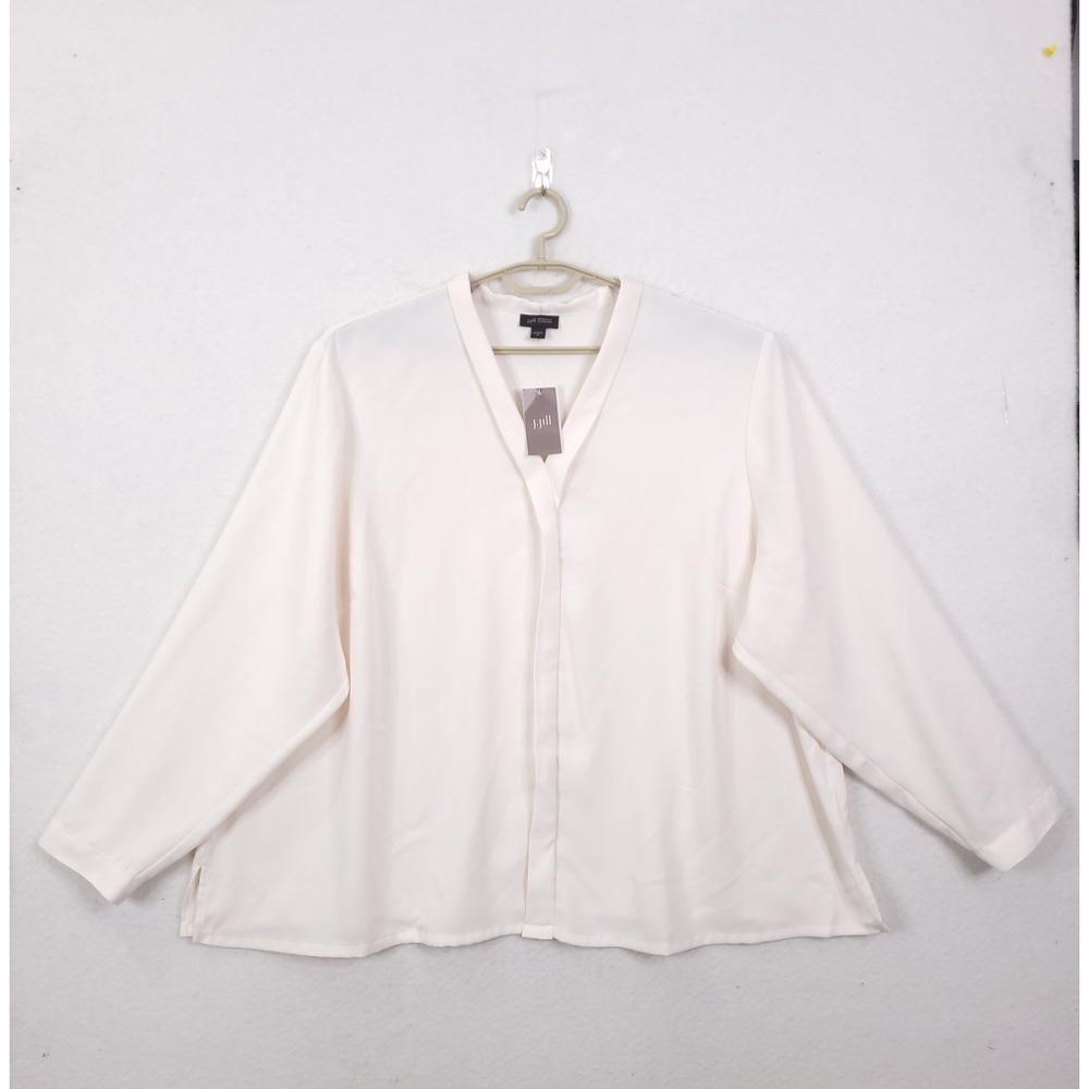 J Jill Top Blouse Ivory Size 4X Pullover Minimalist Office Capsule Flowy Casual